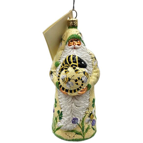 Patricia Breen Santa With Chameleon Colourful Bees Clover Honey Spring Ornament - Picture 1 of 11